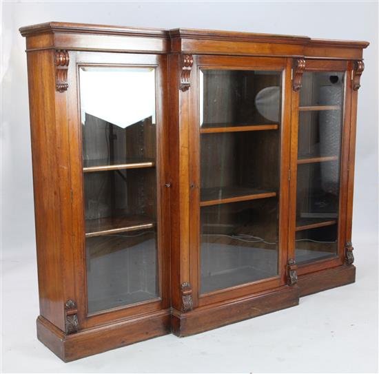 A Victorian mahogany breakfront dwarf bookcase, W. 6ft D. 1ft 4in. H. 4ft 6in.